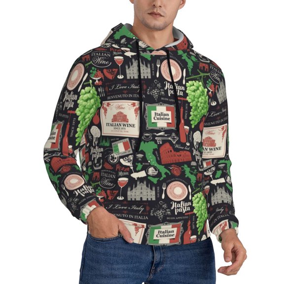 Hoodies for Men - Stamp Pattern Grape Long Sleeve Comfrt Men'S Fashion Hoodies & Sweatshirts, Sweatshirts for Men Hoodies Pullover Clothing Clothes with Pouch
