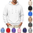 thumbnail image 1 of Hoodies Men Stylish Long Sleeves Hooded Pure Color Sweatshirt Fall Winter Comfy Drawstring Regular Fit Casual Pullover White S, 1 of 5