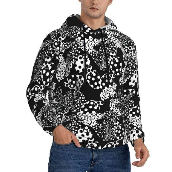 Hoodies for Men - Toucans Black white polka dots Long Sleeve Comfrt Men'S Fashion Hoodies & Sweatshirts, Sweatshirts for Men Hoodies Pullover Clothing Clothes with Pouch