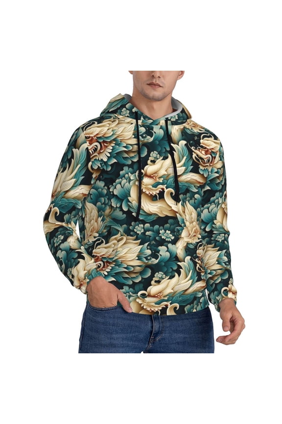 Hoodies for Men - Traditional Clouds Dragon Long Sleeve Comfrt Men'S Fashion Hoodies & Sweatshirts, Sweatshirts for Men Hoodies Pullover Clothing Clothes with Pouch