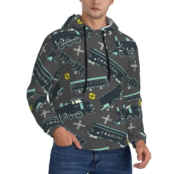 Hoodies for Men - Train Pattern funny Long Sleeve Comfrt Men'S Fashion Hoodies & Sweatshirts, Sweatshirts for Men Hoodies Pullover Clothing Clothes with Pouch