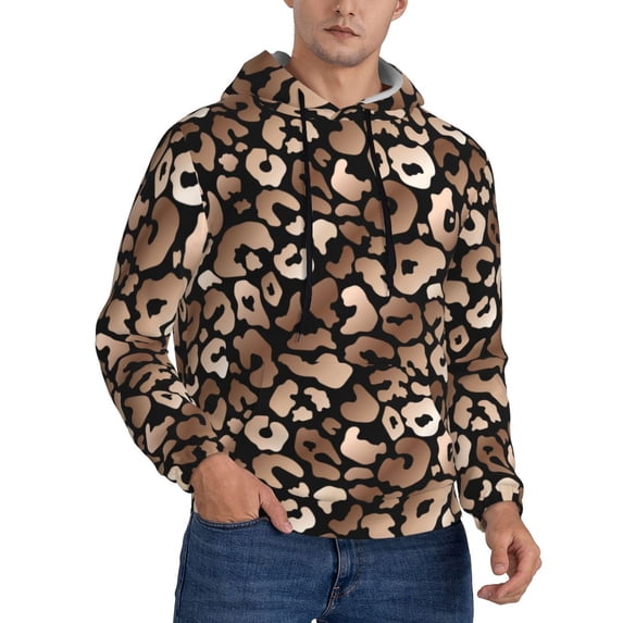Hoodies for Men - Trendy rose gold leopard cool Long Sleeve Comfrt Men'S Fashion Hoodies & Sweatshirts, Sweatshirts for Men Hoodies Pullover Clothing Clothes with Pouch