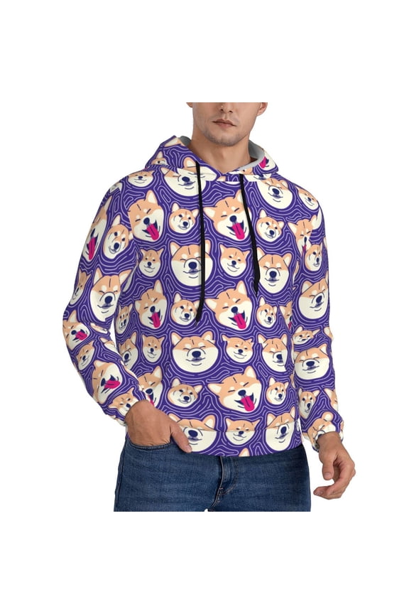 Hoodies for Men - Water Ripple Cute Corgi Dog Long Sleeve Comfrt Men'S Fashion Hoodies & Sweatshirts, Sweatshirts for Men Hoodies Pullover Clothing Clothes with Pouch