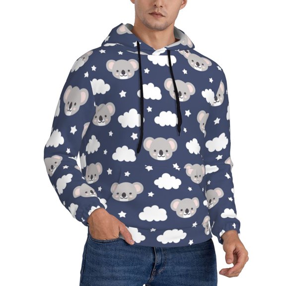 Hoodies for Men - White Cloud Star Koala Long Sleeve Comfrt Men'S Fashion Hoodies & Sweatshirts, Sweatshirts for Men Hoodies Pullover Clothing Clothes with Pouch