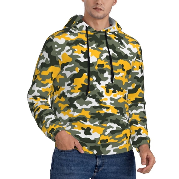 Hoodies for Men - Yellow Green Camouflage Long Sleeve Comfrt Men'S Fashion Hoodies & Sweatshirts, Sweatshirts for Men Hoodies Pullover Clothing Clothes with Pouch