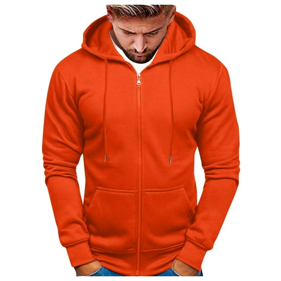 Hoodies for Men Zip up Sweatshirts with Pockets Winter Thermal Casual Comfy Solid Color Cardigan Sweatshirts for Men Big and Tall Mens Winter Coats 2Xl