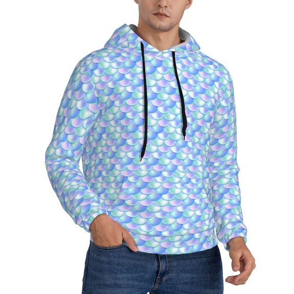 Hoodies for Men - blue green pink fish scale Long Sleeve Comfrt Men'S Fashion Hoodies & Sweatshirts, Sweatshirts for Men Hoodies Pullover Clothing Clothes with Pouch