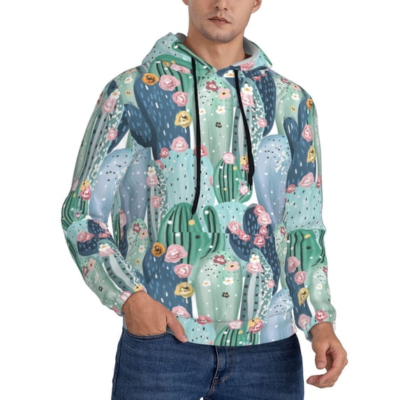 Hoodies for Men - cartoon Cactus blooming Long Sleeve Comfrt Men'S Fashion Hoodies & Sweatshirts, Sweatshirts for Men Hoodies Pullover Clothing Clothes with Pouch