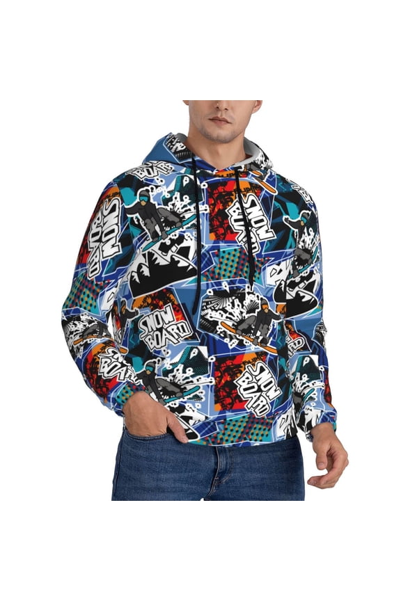Hoodies for Men - colorful snow board Long Sleeve Comfrt Men'S Fashion Hoodies & Sweatshirts, Sweatshirts for Men Hoodies Pullover Clothing Clothes with Pouch