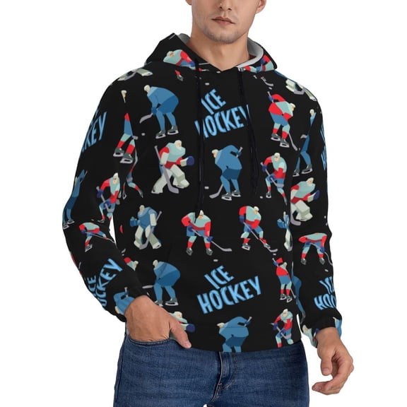 Hoodies for Men - cool Ice Hockey black Long Sleeve Comfrt Men'S Fashion Hoodies & Sweatshirts, Sweatshirts for Men Hoodies Pullover Clothing Clothes with Pouch