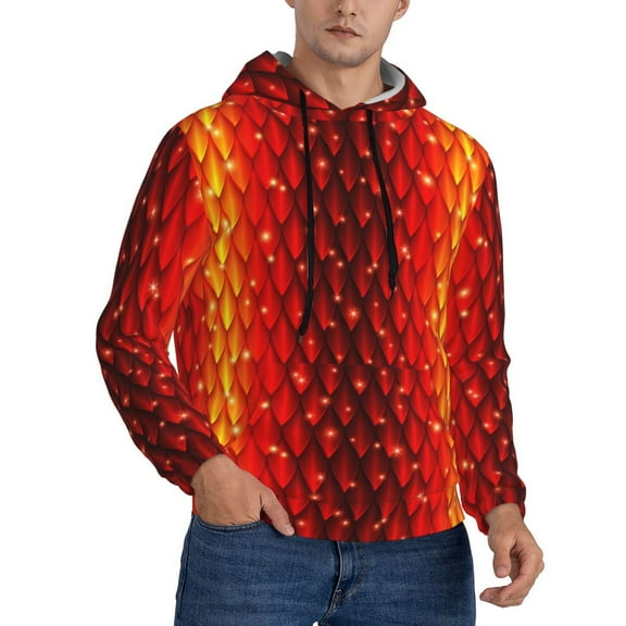 Hoodies for Men - cool Red Dragon Skin scale Long Sleeve Comfrt Men'S Fashion Hoodies & Sweatshirts, Sweatshirts for Men Hoodies Pullover Clothing Clothes with Pouch