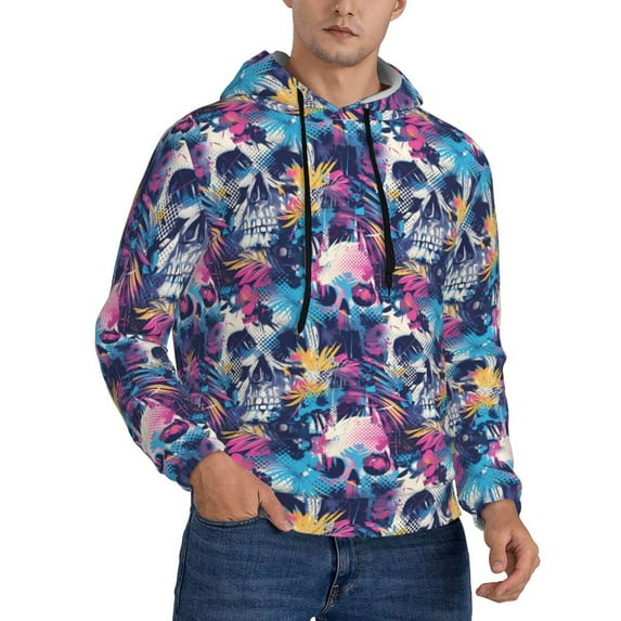Hoodies for Men - cool Skull colorful Long Sleeve Comfrt Men'S Fashion Hoodies & Sweatshirts, Sweatshirts for Men Hoodies Pullover Clothing Clothes with Pouch
