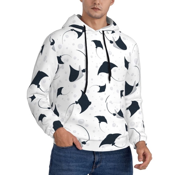 Hoodies for Men - cool stingrays bubbles white Long Sleeve Comfrt Men'S Fashion Hoodies & Sweatshirts, Sweatshirts for Men Hoodies Pullover Clothing Clothes with Pouch