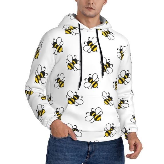 Hoodies for Men - cute bees cartoon white Long Sleeve Comfrt Men'S Fashion Hoodies & Sweatshirts, Sweatshirts for Men Hoodies Pullover Clothing Clothes with Pouch