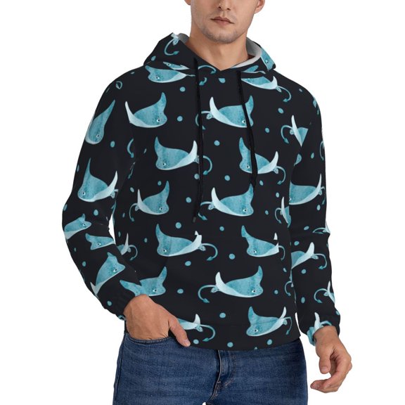 Hoodies for Men - cute blue stingray polka dots Long Sleeve Comfrt Men'S Fashion Hoodies & Sweatshirts, Sweatshirts for Men Hoodies Pullover Clothing Clothes with Pouch