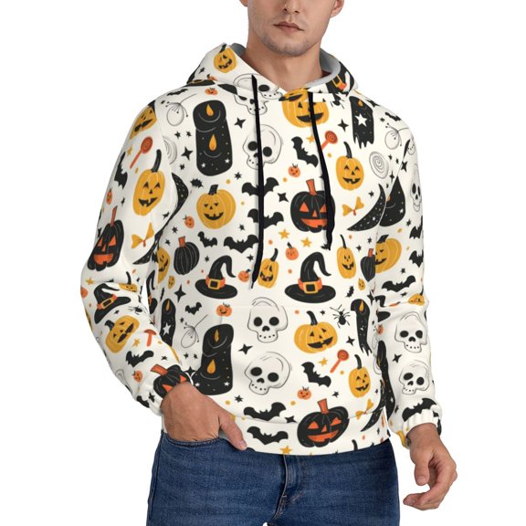 Hoodies for Men - cute halloween pumpkins skull Long Sleeve Comfrt Men'S Fashion Hoodies & Sweatshirts, Sweatshirts for Men Hoodies Pullover Clothing Clothes with Pouch