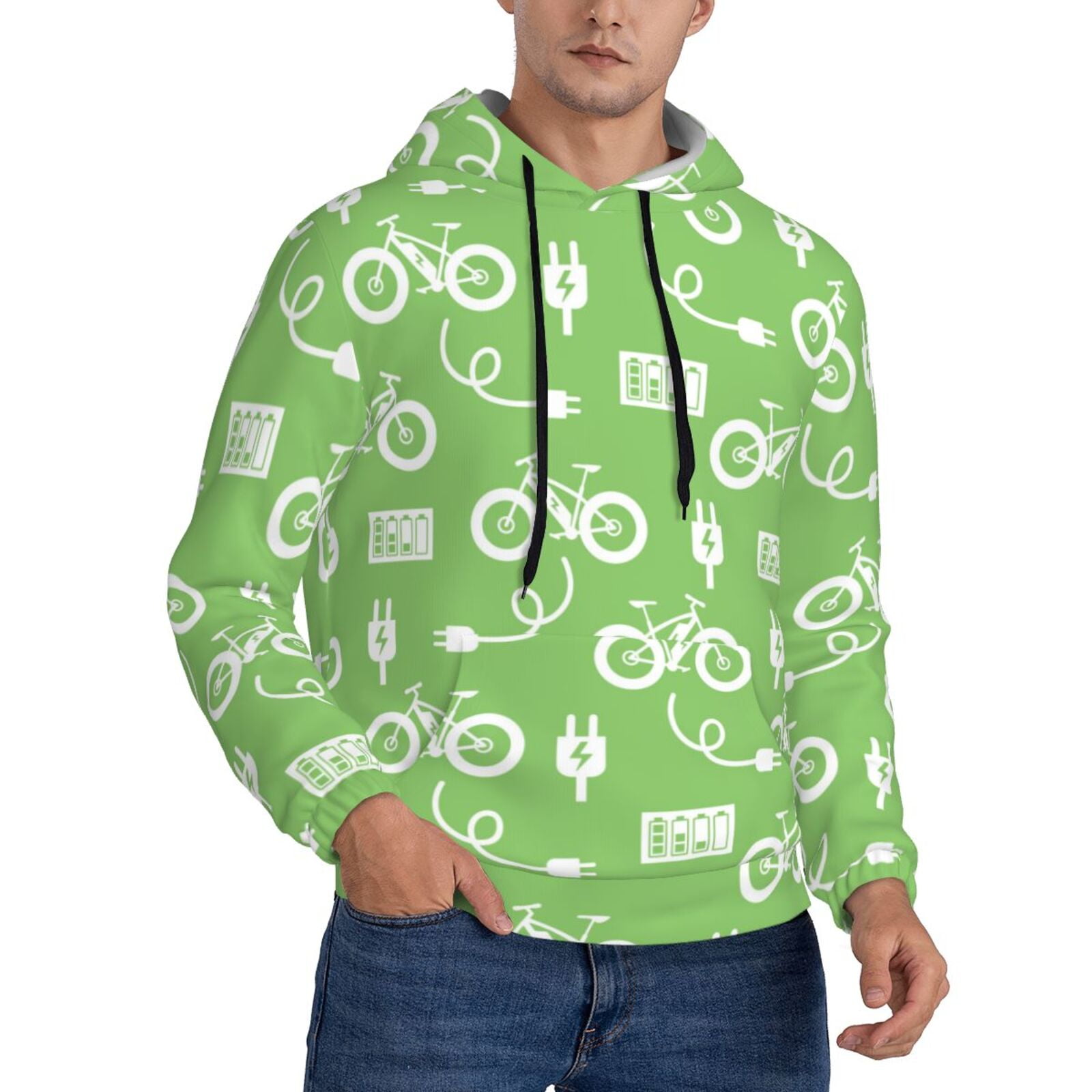 Hoodies for Men - electric bicycle Essentials Hoodie Sweatshirts for Men with Pockets, Long Sleeve Loose Pullover Hooded, Fall Winter Casual Tops Fashion Clothes for Men
