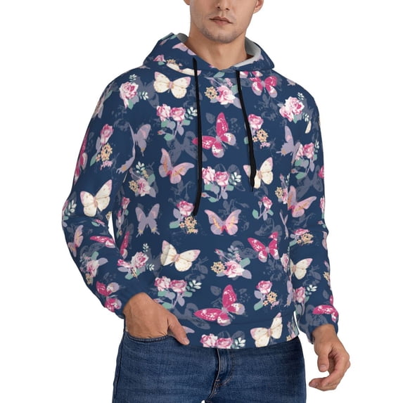 Hoodies for Men - flower butterfly_A Long Sleeve Comfrt Men'S Fashion Hoodies & Sweatshirts, Sweatshirts for Men Hoodies Pullover Clothing Clothes with Pouch