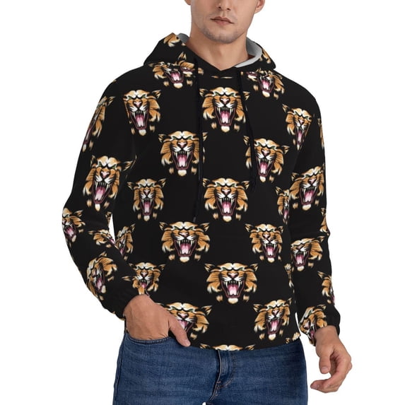 Hoodies for Men - funny Tiger Long Sleeve Comfrt Men'S Fashion Hoodies & Sweatshirts, Sweatshirts for Men Hoodies Pullover Clothing Clothes with Pouch