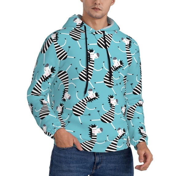 Hoodies for Men - funny cute zebra blue Long Sleeve Comfrt Men'S Fashion Hoodies & Sweatshirts, Sweatshirts for Men Hoodies Pullover Clothing Clothes with Pouch