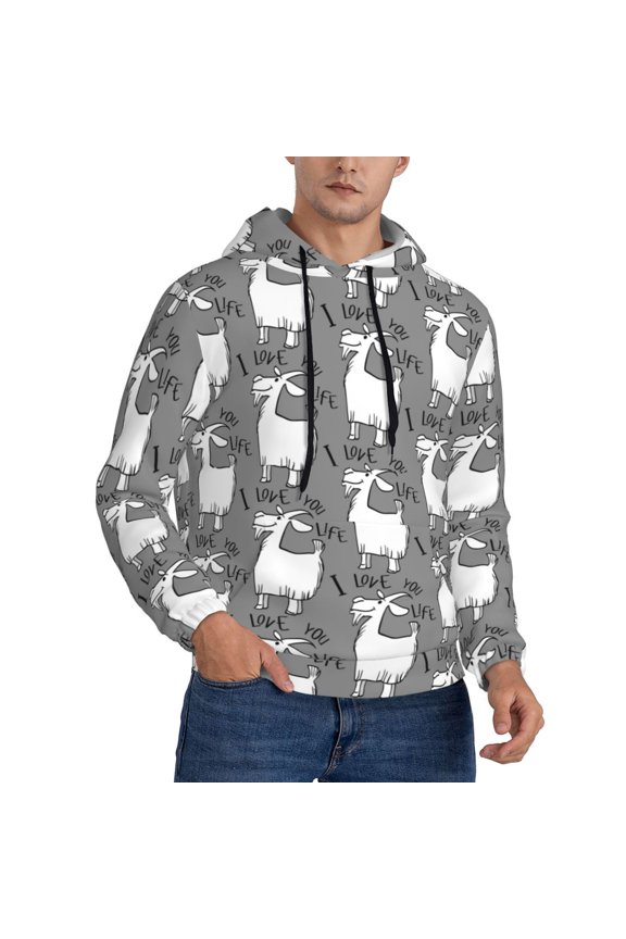 Hoodies for Men - goat funny grey cute Long Sleeve Comfrt Men'S Fashion Hoodies & Sweatshirts, Sweatshirts for Men Hoodies Pullover Clothing Clothes with Pouch