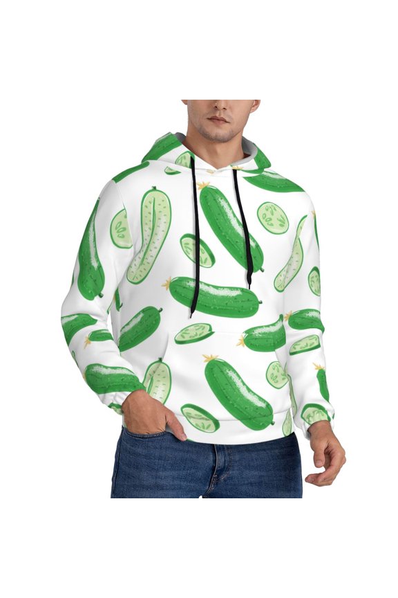 Hoodies for Men - green Cucumber Long Sleeve Comfrt Men'S Fashion Hoodies & Sweatshirts, Sweatshirts for Men Hoodies Pullover Clothing Clothes with Pouch