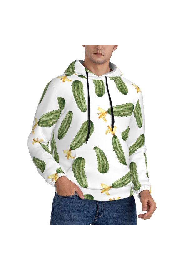 Hoodies for Men - green Cucumber Print Long Sleeve Comfrt Men'S Fashion Hoodies & Sweatshirts, Sweatshirts for Men Hoodies Pullover Clothing Clothes with Pouch
