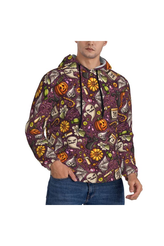 Hoodies for Men - halloween element Patterns Long Sleeve Comfrt Men'S Fashion Hoodies & Sweatshirts, Sweatshirts for Men Hoodies Pullover Clothing Clothes with Pouch