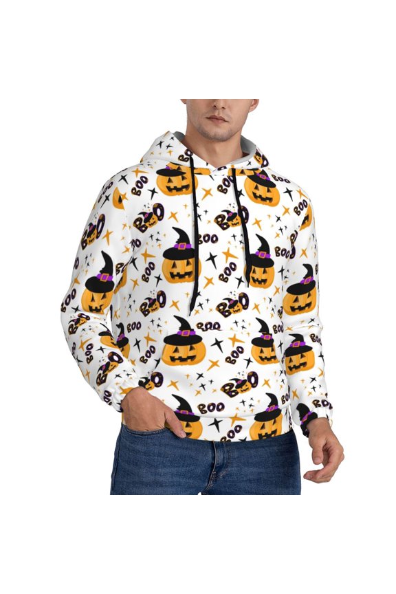 Hoodies for Men - halloween pumpkin hat boo Long Sleeve Comfrt Men'S Fashion Hoodies & Sweatshirts, Sweatshirts for Men Hoodies Pullover Clothing Clothes with Pouch