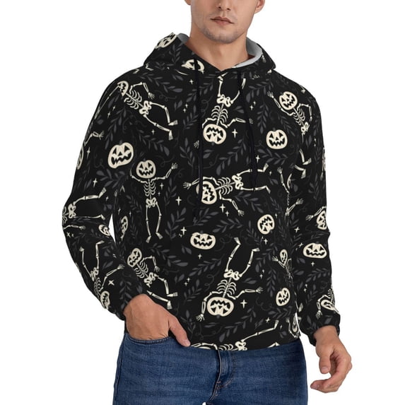Hoodies for Men - halloween skull leaf Long Sleeve Comfrt Men'S Fashion Hoodies & Sweatshirts, Sweatshirts for Men Hoodies Pullover Clothing Clothes with Pouch