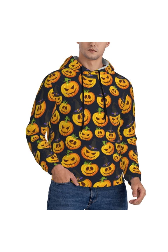 Hoodies for Men - pumpkins halloween element Long Sleeve Comfrt Men'S Fashion Hoodies & Sweatshirts, Sweatshirts for Men Hoodies Pullover Clothing Clothes with Pouch