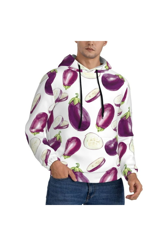 Hoodies for Men - purple Eggplant slices Long Sleeve Comfrt Men'S Fashion Hoodies & Sweatshirts, Sweatshirts for Men Hoodies Pullover Clothing Clothes with Pouch