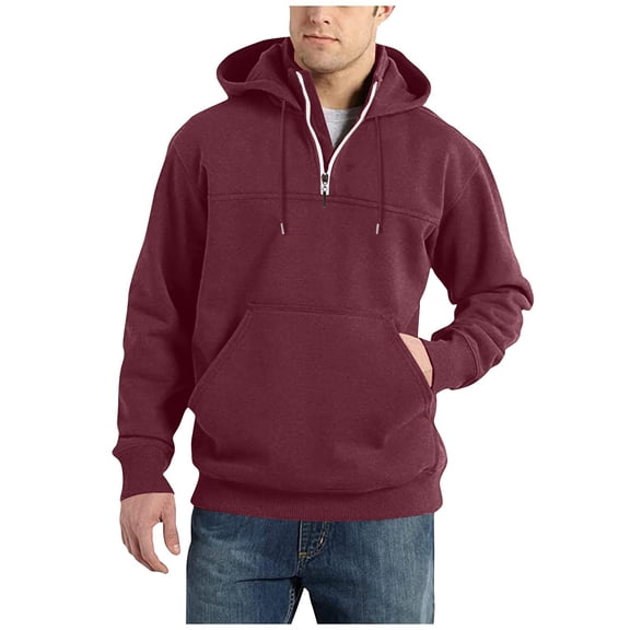 Hoodies Men's Workout Lightweight with Pockets Work Big and Tall Fall Long Sleeve Winter Drawstring Hoodie,Wine L