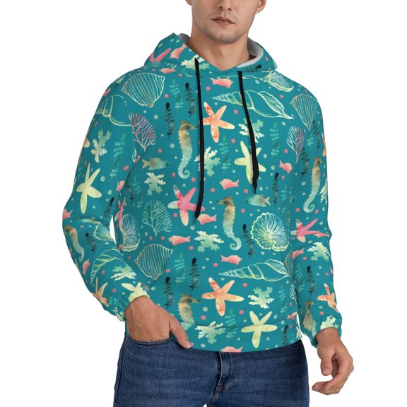 Hoodies for Men - seashell ocean Long Sleeve Comfrt Men'S Fashion Hoodies & Sweatshirts, Sweatshirts for Men Hoodies Pullover Clothing Clothes with Pouch
