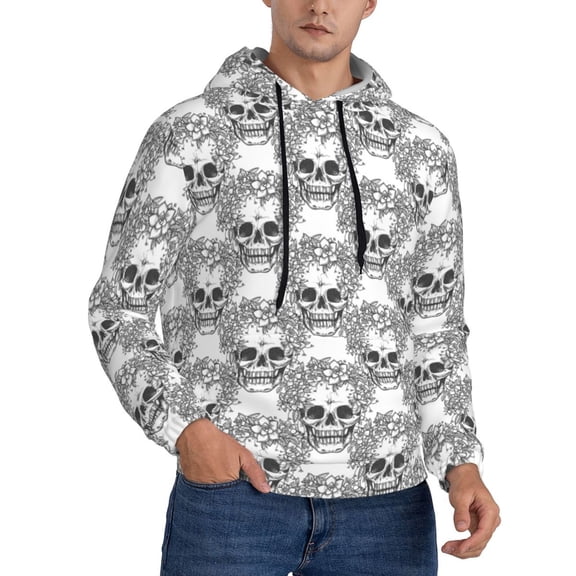 Hoodies for Men - skull print Q Long Sleeve Comfrt Men'S Fashion Hoodies & Sweatshirts, Sweatshirts for Men Hoodies Pullover Clothing Clothes with Pouch