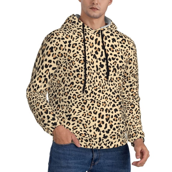 Hoodies for Men - trendy Leopard pattern Long Sleeve Comfrt Men'S Fashion Hoodies & Sweatshirts, Sweatshirts for Men Hoodies Pullover Clothing Clothes with Pouch