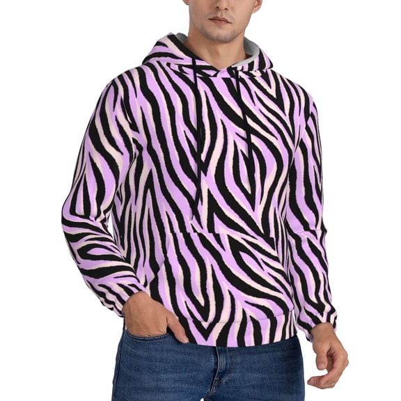 Hoodies for Men - zebra print purple Long Sleeve Comfrt Men'S Fashion Hoodies & Sweatshirts, Sweatshirts for Men Hoodies Pullover Clothing Clothes with Pouch