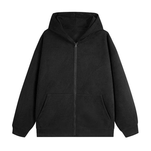 Hoodies,Mens Sweatshirt Jacket Hooded Solid Color Suede Zipper Large Size Long Sleeve Autumn Winter Casual Outerwear,Hoodies,Z02 Black,XL
