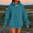 thumbnail image 1 of Hoodies Plus Size Women's Casual Solid Color Round Neck Long Sleeved Top Loose Hooded Sweatshirts, Blue XL, 1 of 5