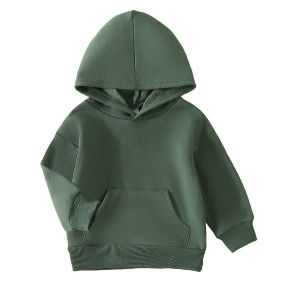Hoodies,Pullover Autumn Winter Toddler Boys Girls Long Sleeve Solid Color Casual Sports Comfortable Hoodie For Children,Green,12-18 Months