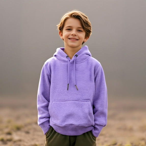 Hoodies Purple Hooded Long Sleeve Pullover Tops Fall Clothes Boy Clothes 10-12 Years Boys Girls Fashion