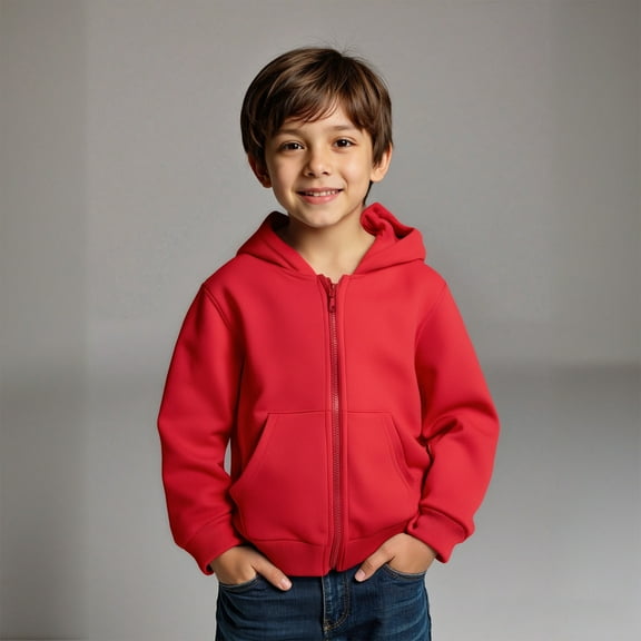 Hoodies Red Full Zipper Hoodie Casual Long Sleeve Hoodies Fall Clothes Girls Clothes6-7 Years Boys Girls Fashion