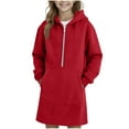 thumbnail image 1 of Hoodies Sweatshirt for Kids New Girls Oversized Hoodies Half Zip up Casual Pullover Long Sweatshirts Breathable Athletic Tops with Pocket Red 14-15 Years, 1 of 2