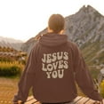 thumbnail image 1 of Hoodies Sweatshirt for Women Jesus Loves You Sweatshirt Letter Print Christian Sweatshirt Oversized Womens Pullover Sweatshirts Women's Fall Clothes Street Style, 1 of 5