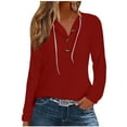 thumbnail image 1 of Hoodies Sweatshirt Women Long Sleeve Eyelet Top Button Up Casual Loose Fit Shirts Jacket Fall Lightweight Pullover, 1 of 4
