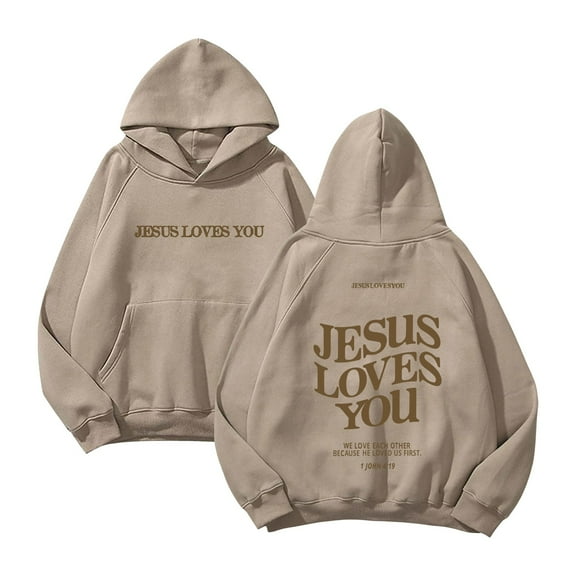 Hoodies Sweatshirt for Women Jesus Loves You Hoodies Letter Print Sweatshirt Oversized Pullover Sweatshirt Womens Fall Sweatshirts Women Fashion