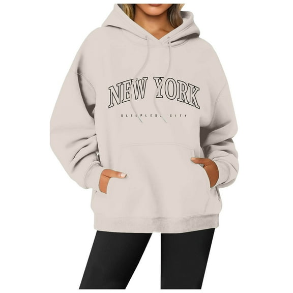 Hoodies Sweatshirt for Women Long Sleeve Hoodie Womens Pullover Cute Hoodies Beige Sweatshirt Women Fall Clothes Streetwear Clothes