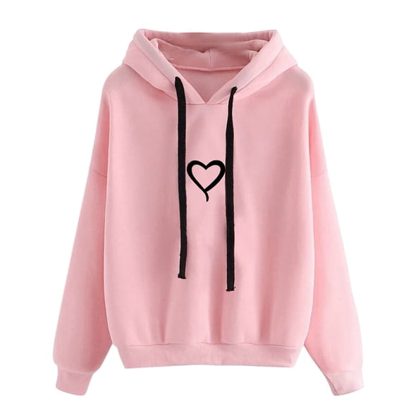 Hoodies Sweatshirt for Women Long Sleeve Pink Pullover Cozy Trendy Fall Outfits for Women Size L