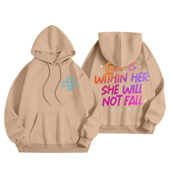 Hoodies Sweatshirt for Women Long Sleeve Pullover Hoodies Oversized Hoodie for Women Khaki Womens Sweatshirt Winter Essentials Cute Sweatshirt