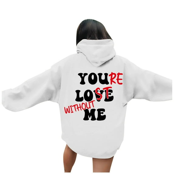 Hoodies Sweatshirt for Women Long Sleeve Pullovers for Women Oversized Hoodies for Women White Clothes Fall Sweatshirt Clothes for Women